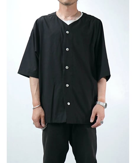 A.F ARTEFACT / ag-11017-2 / サマーウールノーカラーシャツ / BLACK