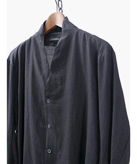 D.HYGEN / ST102-0525S / コットン×リネンショールカラーシャツ / BLACK