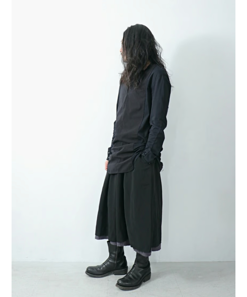 kujaku / P-629 / Wide Half Pants / black | Owls kujaku / P-629 / Wide Half Pants / black | Owls