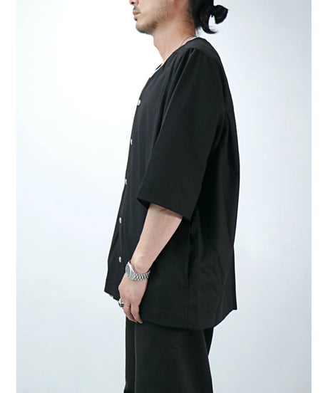 A.F ARTEFACT / ag-11017-2 / サマーウールノーカラーシャツ / BLACK