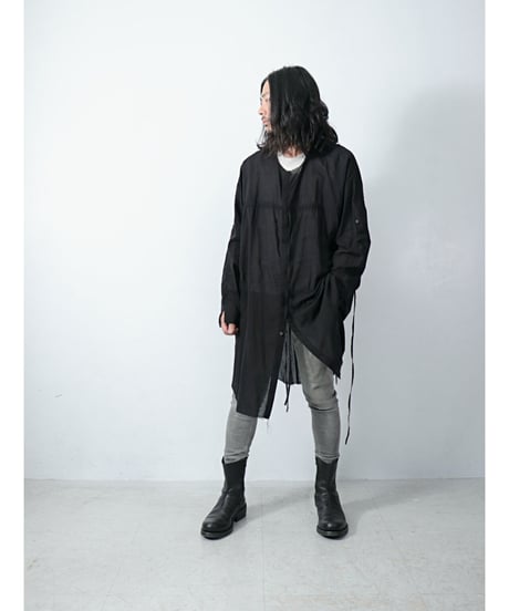 ASKYY / N14  / RIBBON CORD SMOCK SHIRTS / BLK
