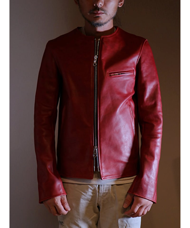 D&G 赤 レザージャケット シングルライダース ライダースジャケット レザージャケット 革ジャン シングル