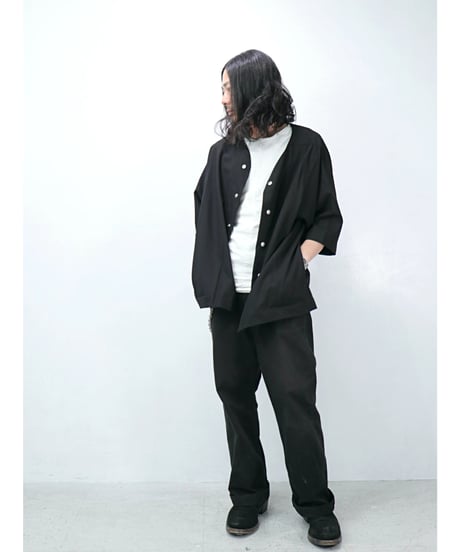 A.F ARTEFACT / ag-11017-2 / サマーウールノーカラーシャツ / BLACK