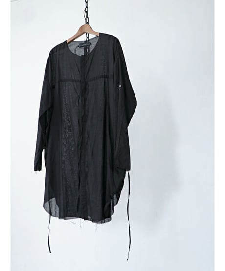 ASKYY / N14  / RIBBON CORD SMOCK SHIRTS / BLK
