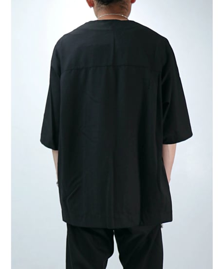 A.F ARTEFACT / ag-11017-2 / サマーウールノーカラーシャツ / BLACK