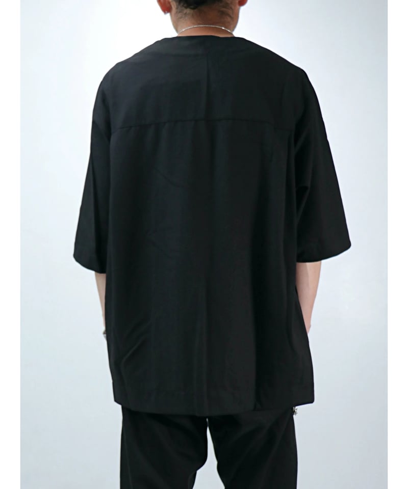 A.F ARTEFACT / ag-11017-2 / サマーウールノーカラーシャツ / BL A.F ARTEFACT / ag-11017-2 / サマーウールノーカラーシャツ / BL