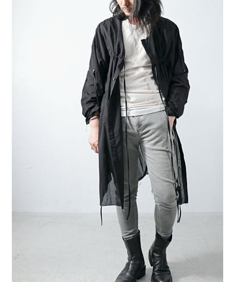 ASKYY / N14  / RIBBON CORD SMOCK SHIRTS / BLK