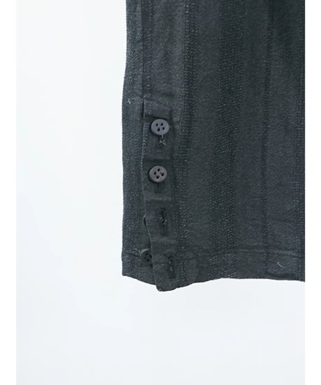 D.HYGEN / ST107-1025S / ランダムストライプジャガードオープンワイドパンツ / BLACK