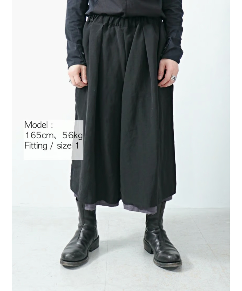 kujaku / P-629 / Wide Half Pants / black | Owls