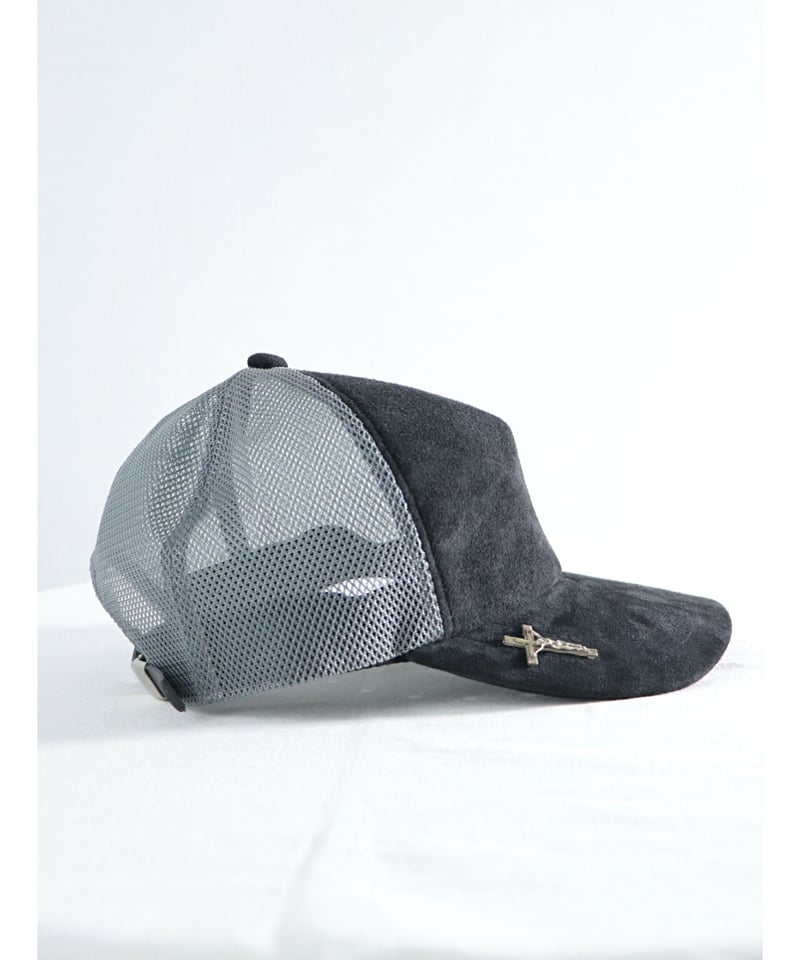 STRUM / STG049-01 / LEATHER MESH CAP / BLACK×