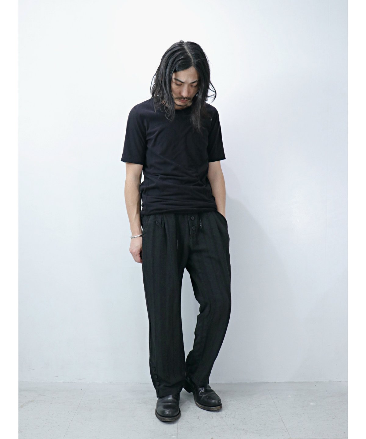 D.HYGEN / ST107-1025S / ランダムストライプジャガードオープンワイド