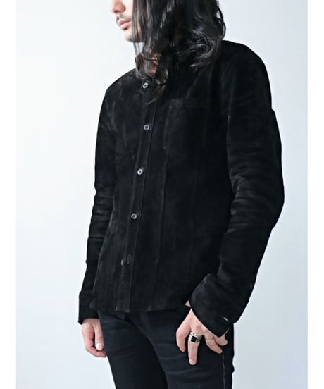 STRUM / STL061-01  / " SCARS " Japan Calf  Suede Long Sleeve Shirts / BLACK (ご予約商品 )