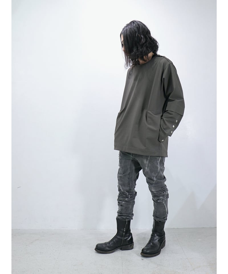 【A.F ARTEFACT】ドッキングニットロングコート　ブラック Size2 A.F ARTEFACT】ドッキングニットロングコート ブラック Size2