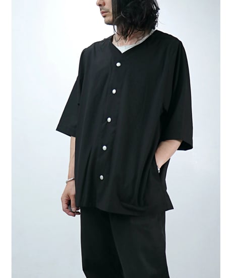 A.F ARTEFACT / ag-11017-2 / サマーウールノーカラーシャツ / BLACK