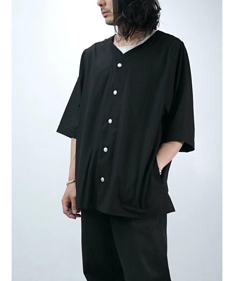 A.F ARTEFACT / ag-11017-2 / サマーウールノーカラーシャツ / BL A.F ARTEFACT / ag-11017-2 / サマーウールノーカラーシャツ / BL