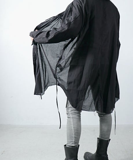 ASKYY / N14  / RIBBON CORD SMOCK SHIRTS / BLK