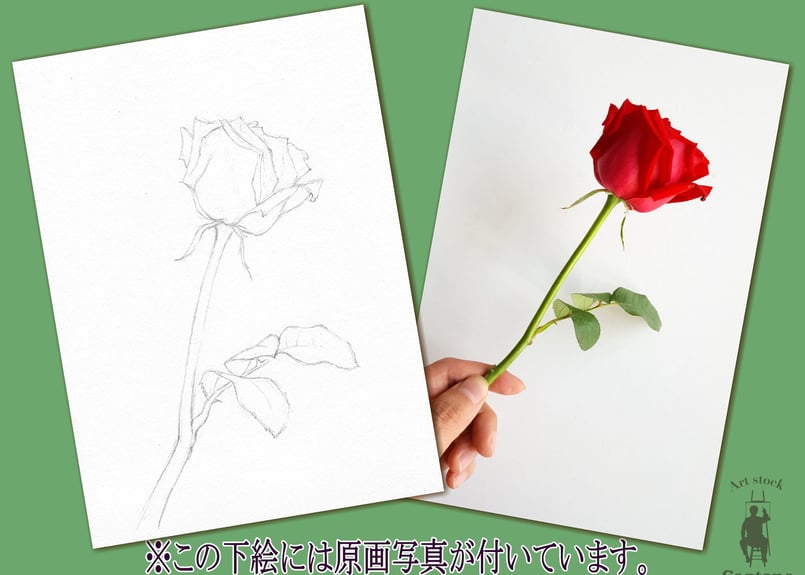 日本画　薔薇一輪 日本画 薔薇一輪 - メルカリ