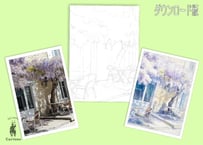 190d 藤の花咲くテラス （着彩見本付き）