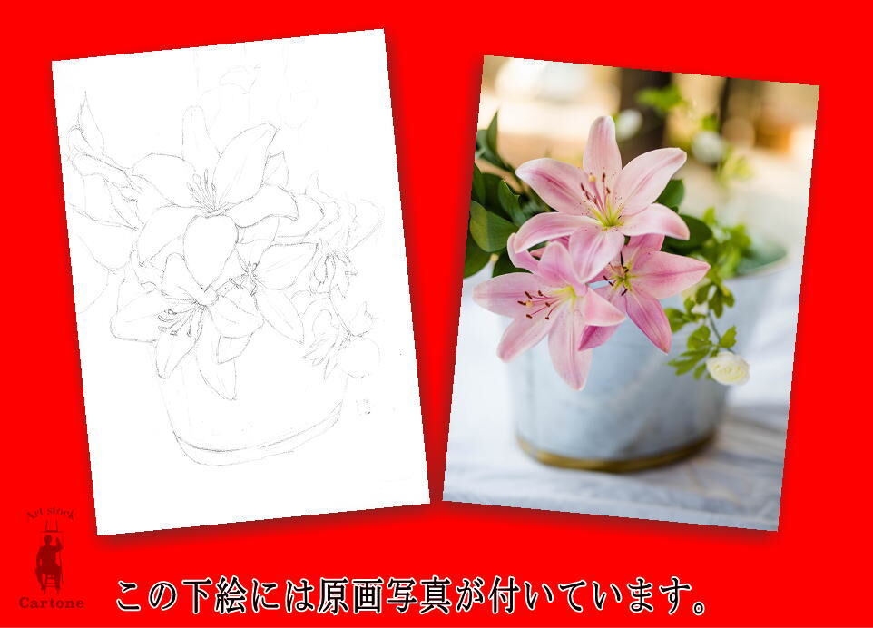 138a ピンクのユリ | 下絵工房カルトーネ