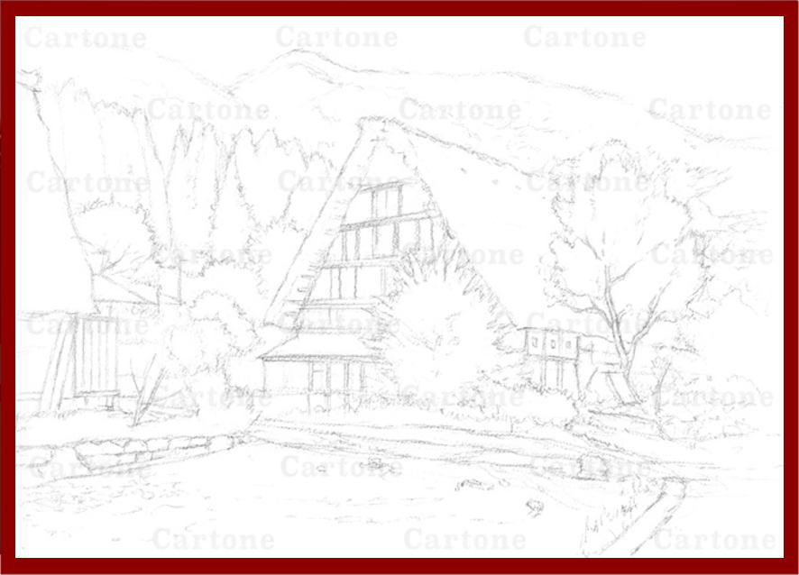 201a 夏の白川郷 | 下絵工房カルトーネ