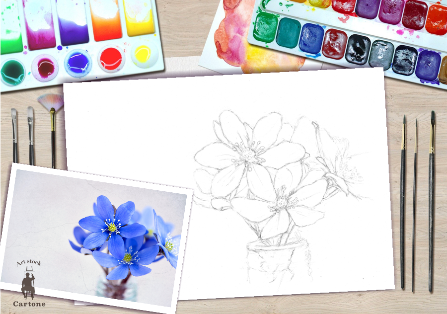 021a 青い花 | 下絵工房カルトーネ