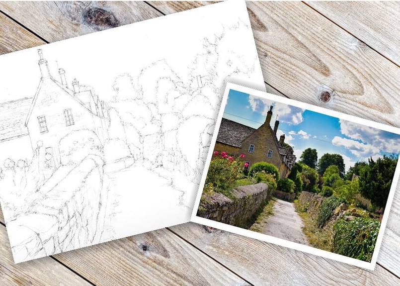 121a コッツウォルズの風景 | 下絵工房カルトーネ