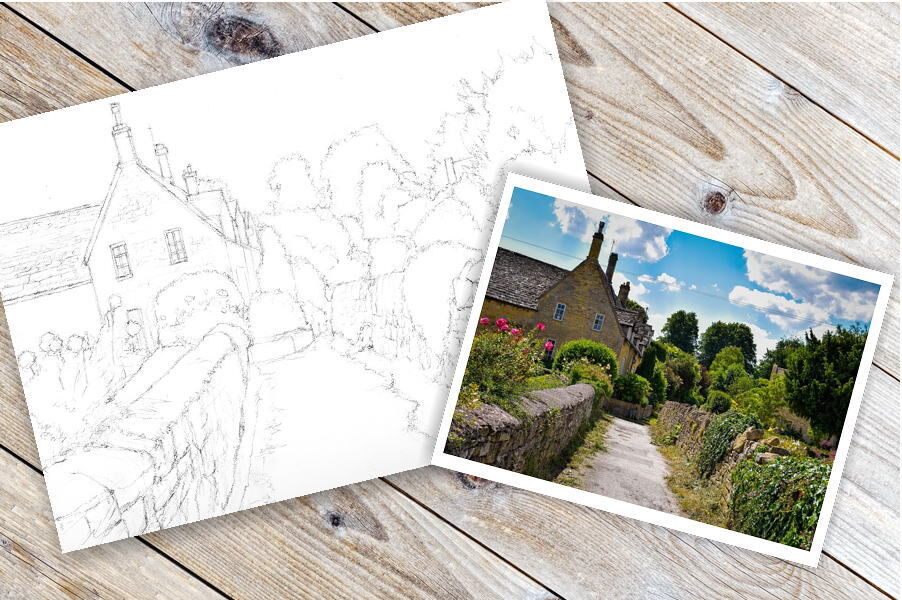 121a コッツウォルズの風景 | 下絵工房カルトーネ