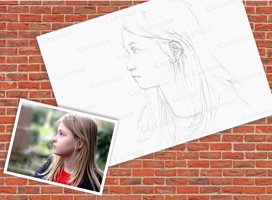 199a 女の子の横顔 | 下絵工房カルトーネ