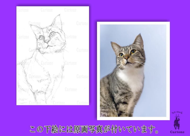 174c グレーの猫 | 下絵工房カルトーネ 174c グレーの猫 | 下絵工房カルトーネ