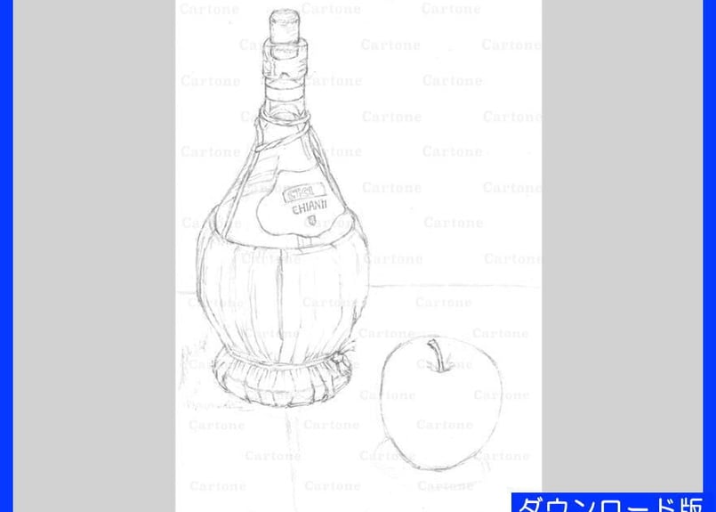 061d ワイン瓶とリンゴ （着彩見本付き） | 下絵工房カルトーネ