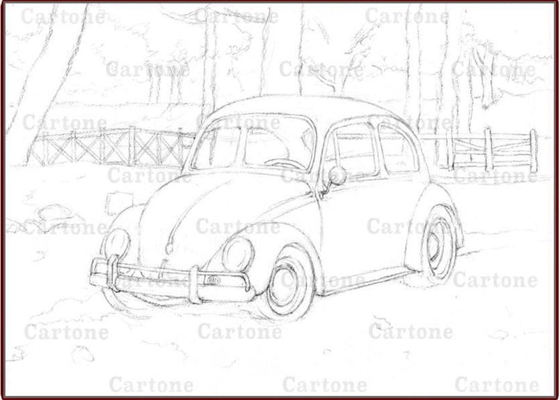 007a 懐かしいフォルクスワーゲン・ビートル | 下絵工房カルトーネ