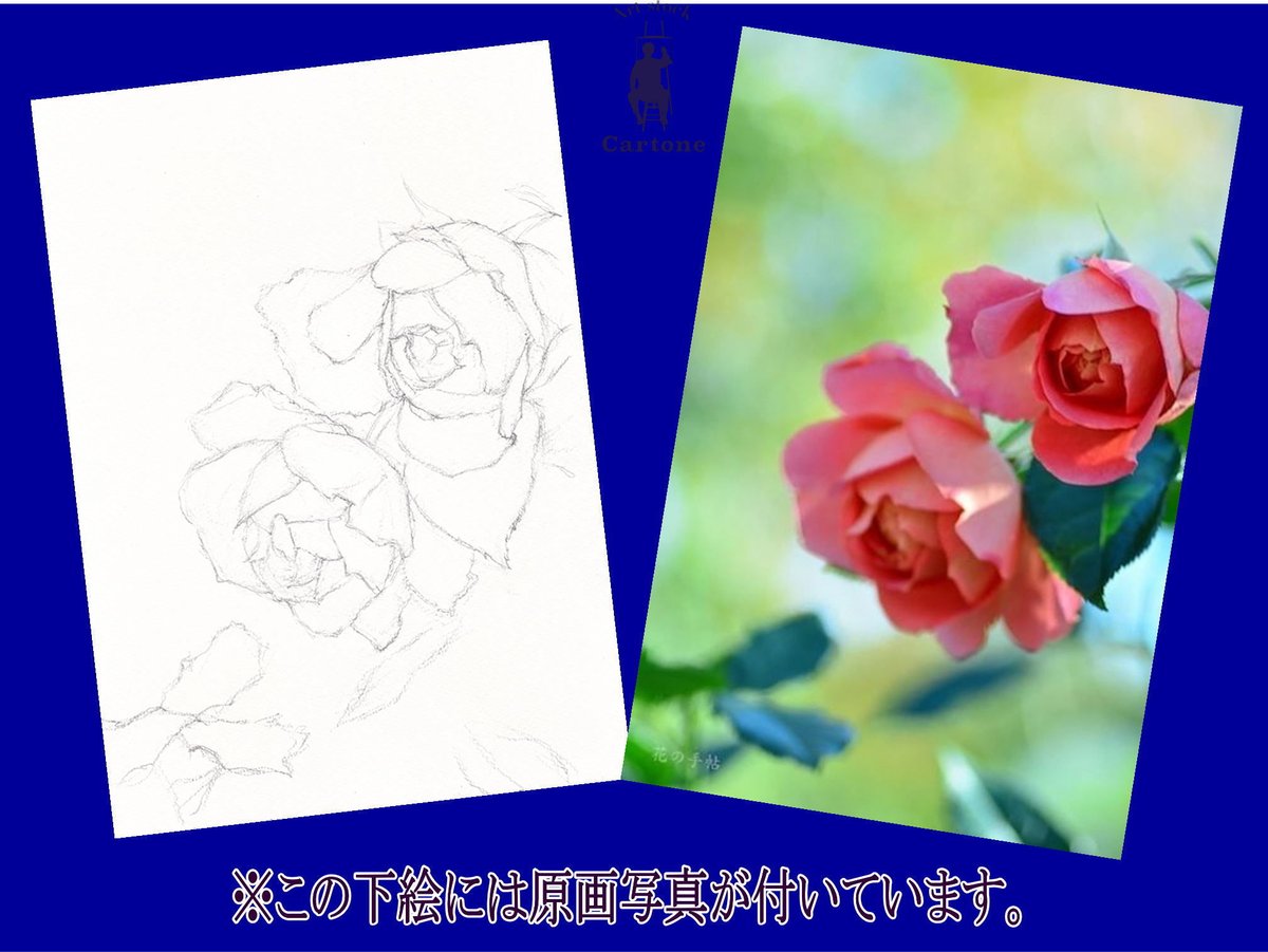 016c 二輪のバラ | 下絵工房カルトーネ