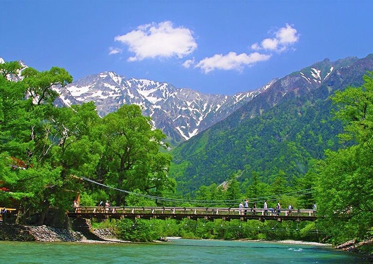 115b 穂高連峰と河童橋『上高地の風景』（着彩見本付き） | 下絵工房