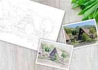 201b 夏の白川郷 （着彩見本付き）