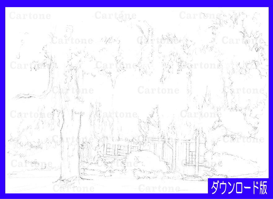 196d 緑の大樹 （着彩見本付き） | 下絵工房カルトーネ