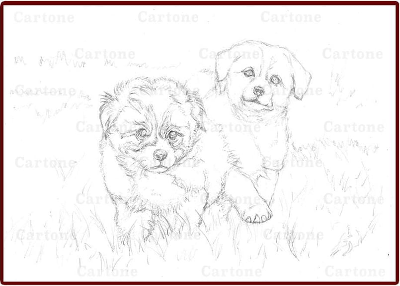 044a 可愛い子犬の兄弟 | 下絵工房カルトーネ 044a 可愛い子犬の兄弟 | 下絵工房カルトーネ