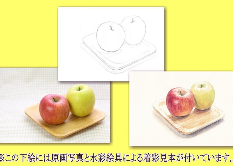 095b 赤りんごと青りんご （着彩見本付き） | 下絵工房カルトーネ