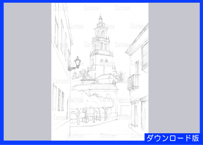 087c  白壁の路地から見える教会