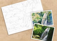 189b 白神山地・峨朗の滝 （着彩見本付き）