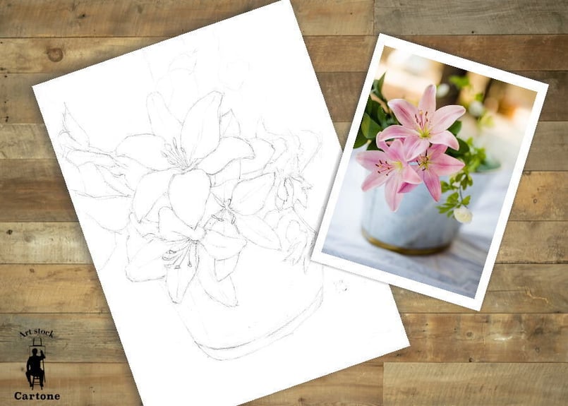 138a ピンクのユリ | 下絵工房カルトーネ