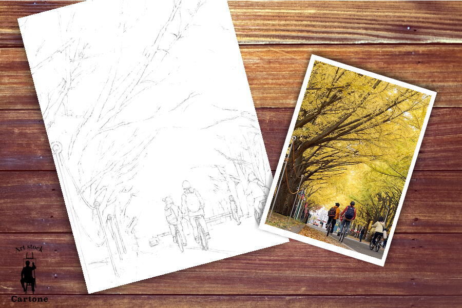 171a 銀杏並木 | 下絵工房カルトーネ