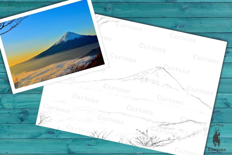 108c 朝焼けの富士山 | 下絵工房カルトーネ