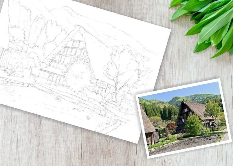 白川郷さん専用 201a 夏の白川郷 | 下絵工房カルトーネ