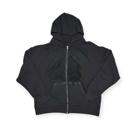 sohi '' coffee '' Garment Dye Double Zipper Hoodie  -  Shadow Gray