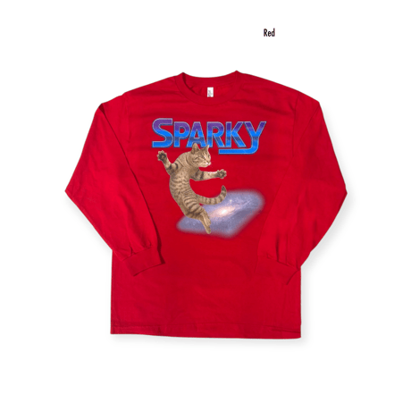 collage art　L/S Tee   【 Sparky Cat  】-  Red / Black
