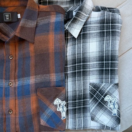 Embroidered check shirts　[BROWN]　HEV-25022
