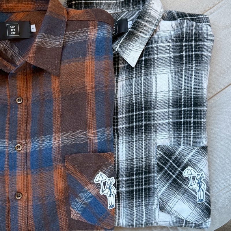 Embroidered check shirts [BROWN] HEV-25022 | hi