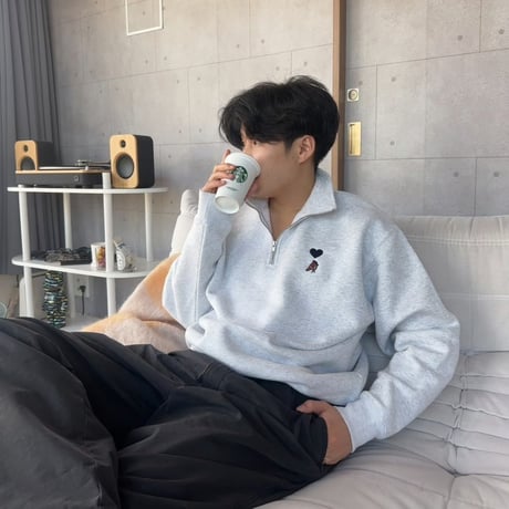 lining  half ZIP Sweat 　[ash gray]　HEV-25003