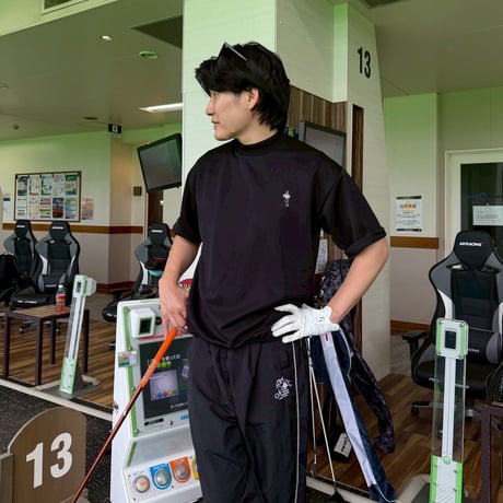 GOLF Embroidery mockeck jersey Tee 　[BLACK]　HEV-26007