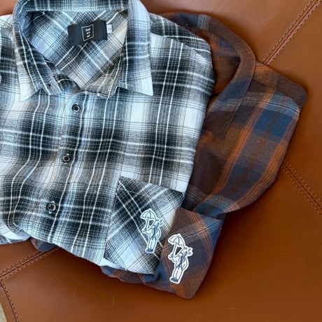 Embroidered check shirts　[BLACK]　HEV-25022